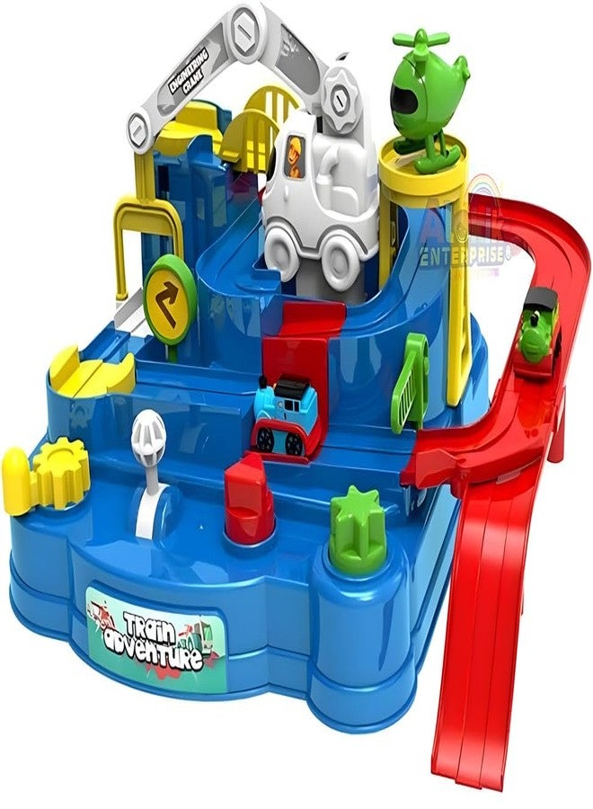 Black Foru Train Track Racer Playset ? Toddler Rail Train Puzzle & City Rescue Game for 3-4 Year Olds - Image 1
